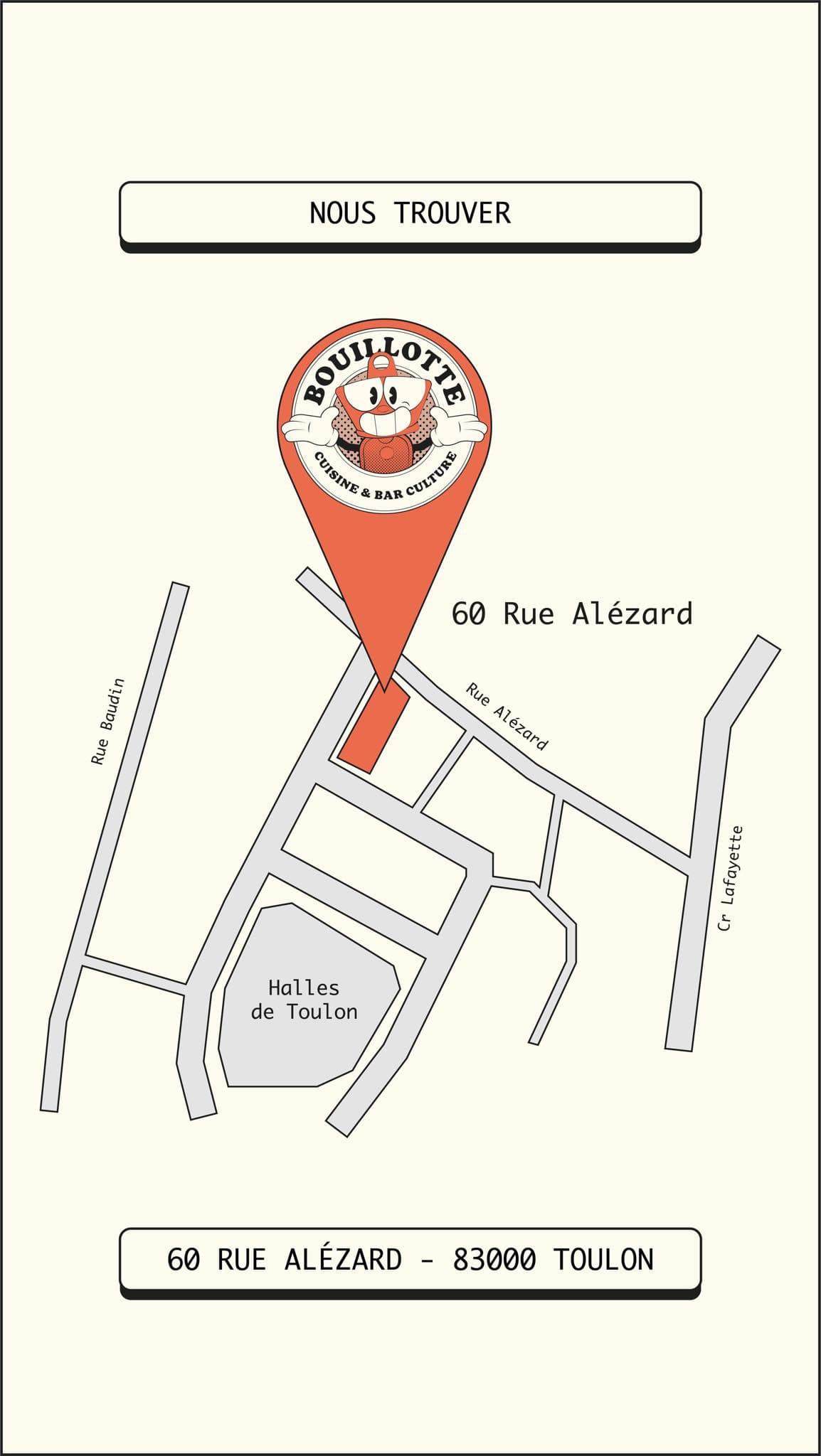 Plan d'accès — 60 rue Alézard, 83000 Toulon, à côté des Halles